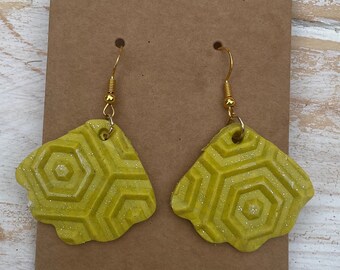 Honeycomb | Geometric | Yellow|Beehive Dangle Earrings