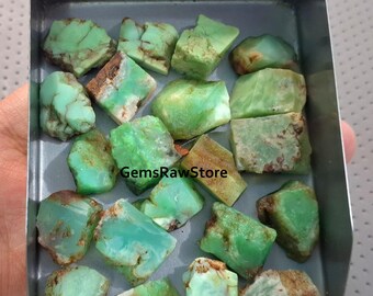 Raw Chrysoprase Gemstone 5 Pieces (18-22 MM): Unpolished Jewelry Making Stones