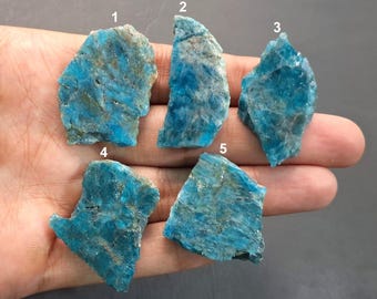 Neon Apatite Slice Loose Gemstone, Apatite Specimen Slab For Jewelry Making, Pendant