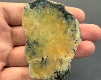 Natural Green Prehnite Rough Slice, Prehnite Specimen Gemstone For Jewelry Making, Pendant
