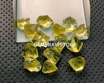 10 Lemon Quartz Raw Pieces: Natural Yellow Gemstone (12-15 MM)
