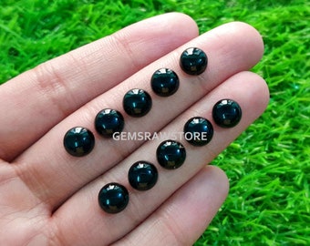 8mm 10 Piece Natural Black Obsidian Round Cabochon, Top Quality Flat Back Gemstone For Making Jewelry and Pendant