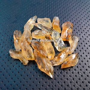 5 Piece Selected Yellow Citrine Rough Size 18-22 MM, Healing Citrine Crystal Raw Loose Gemstone, For Jewelry Making