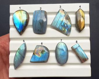 Blue Flashy Labradorite, Handmade Polished Labradorite Flat Back Cabochon Loose Gemstone For Jewelry Making