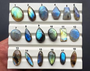 Handmade Blue Labradorite Flat Back Cabochon, Labradorite Loose Gemstone For Jewelry Making, Pendant