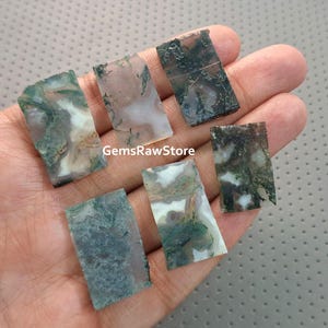 5 Piece Pack Moss Agate Slab 25-30 MM Size, Moss Agate Loose Gemstone Slab, Moss Agate Raw Slab For Jewelry Making, Pendant