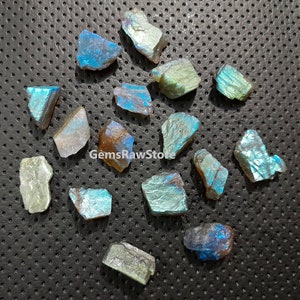 10 Piece Flashy Labradorite Raw Size 16-20 MM, Natural Rough Labradorite, Blue Labradorite Flashy Gemstone Raw For Jewelry Making image 4