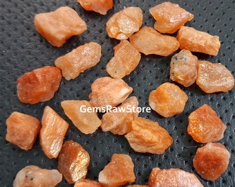 Raw Orange Sunstone: 5 Unpolished Gemstones (18-22 MM)