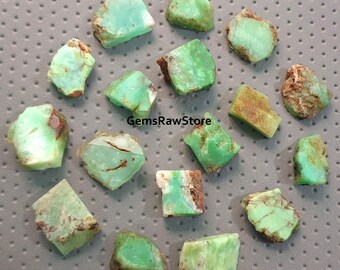 Raw Chrysoprase Gemstone Pieces (10): Unpolished Jewelry Making Stones, 16-20 MM