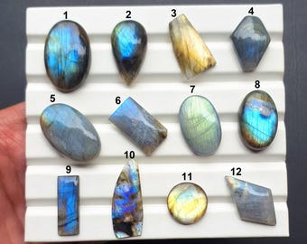 Top Blue Flashy Labradorite, Smooth Polished Labradorite Cabochon Loose Gemstone For Jewelry Making