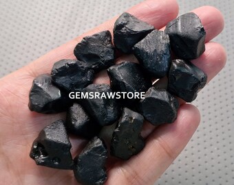 Raw Black Spinel: 10 Piece Untreated Gemstone Crystals (16-20 MM)