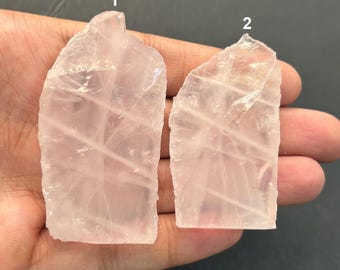 Rose Quartz Raw Specimen, Natural Pink Quartz Rough Slice For Jewelry Making, Pendant
