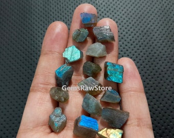 15 Piece Pack Labradorite Raw Size 11-13 MM, Dainty Blue Labradorite Raw, Labradorite Blue Flashy Rough For Jewelry Making