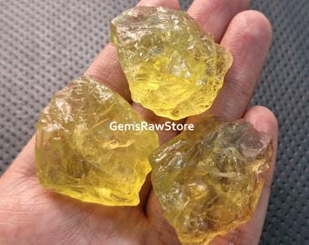 Cuarzo limón en bruto: cristal amarillo natural en bruto (paquete de 2, 35-40 mm)