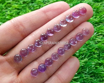 20 Piece Pack 6 MM Amethyst Round Cabochon, Flat Back Loose Gemstone For Jewelry Making, Ring