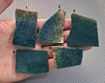Natural Green Jade Rough Slice, Unpolished Jade Raw Gemstone for Jewelry Making, Pendant