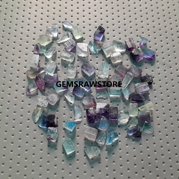 25 Piece Colorful Fluorite Crystal Raw 6-8 MM Size, Untreated Multi Color Healing Fluorite Rough For Jewelry Making