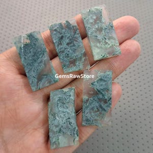 3 Piece Selected Moss Agate Slab 30-35 MM Size, Moss Agate Rough Slab, Moss Agate Slab Gemstone For Jewelry Making
