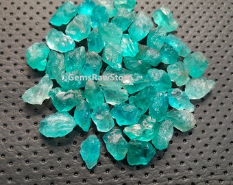 Raw Blue Apatite Gemstone Rough: Unpolished Jewelry Making Crystals (10 Piece, 11-13 MM)