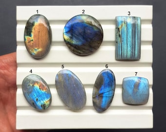 Blue Flashy Labradorite, Natural Labradorite Flat Back Cabochon Loose Gemstone For Jewelry Making