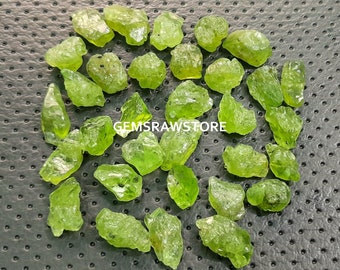 Peridoto en bruto, 5 piezas (12-14 mm): Piedra natal de agosto