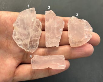 Natural Rose Quartz Rough Slice, Pink Quartz Specimen Raw For Jewelry Making, Pendant