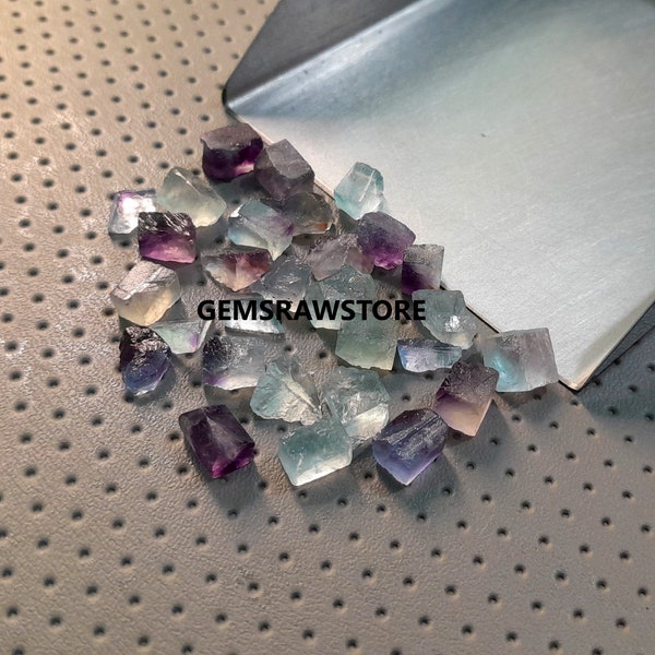 25 Piece Pack Rainbow Fluorite Crystal Raw 7-9 MM Size, Meditation Raw Stone, Transparent Fluorite Rough For Jewelry Making