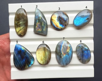 Natural Flashy Labradorite Cabochon, Handmade Labradorite Flat Back Loose Gemstone For Jewelry Making