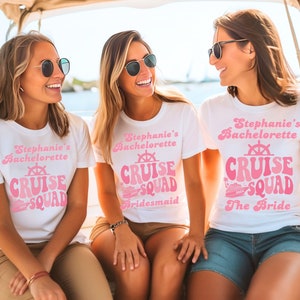Custom Bachelorette Cruise T-shirts in Cute Retro style, Hen Party Cruise Shirts
