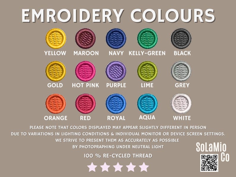 Embroidery thread colour options available for equestrian horse sweatshirt