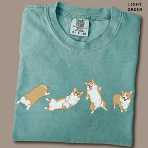 Niedliches Corgis-T-Shirt Unisex Komfortfarbe T-Shirt Ästhetischer Hundeliebhaber Shirt Lustige walisische Corgis Top Mutter Vatertagsgeschenk für Corgis Papa Tee
