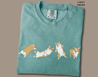 T-shirt corgi mignon unisexe couleur t-shirt esthétique pour amoureux des chiens chemise corgi gallois drôle haut cadeau fête des pères des mères pour papa corgi t-shirt