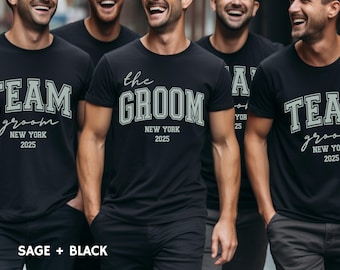 Groom & Team Groom TShirt Bachelor Party Tee for Stag Weekend Personalised Stag Do T Shirt Trendy Custom Groomsmen Wedding Party Gift