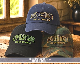 Awesome Like My Daughter Embroidered Dad Hat Funny Father’s Day Gift Custom Baseball Cap Gift for Dad from Daughter