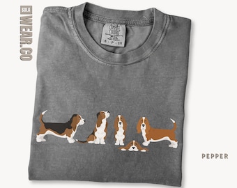 Camiseta Basset Hound, Camiseta Moderna e Estética para Amantes de Cães, Camiseta Divertida com Basset Hound, Presente para o Dia das Mães e dos Pais, Roupa para Exposição Canina, Camiseta Comfort Color
