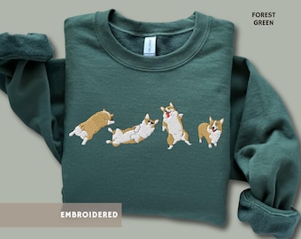 Embroidered Corgi Sweatshirt Aesthetic Corgi Shirt Corgi Lover Sweater Mothers Day Fathers Day Gift for Corgi Dog Dad Mom Welsh Corgi