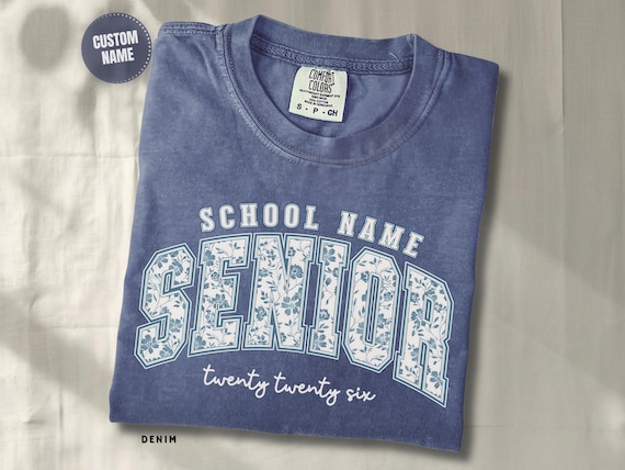 Senior T Shirt Gift Daughter Graduation Present Custom School Name Tee Comfort Color Class of 2027 College Girl Year End Apparel Keepsake