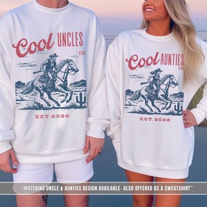 Cool Aunt Sweatshirt Gift Auntie Club Sweater Western Cowgirl Women Crewneck Pullover Pregnancy Announcement Reveal Birthday Matching Family image 6