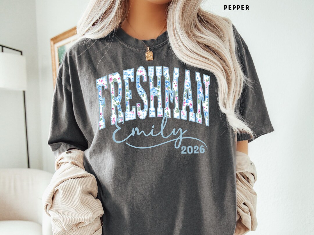 Freshman Color Freshman Class of 2026 Shirt Floral Gingham Top Girls Comfort Colors ...