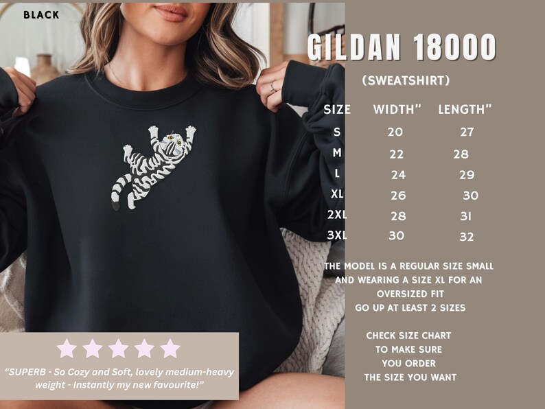 Grappige kattentrui met geborduurd design, grijze gestreepte kitten, klimmende kat, schattige dierenkleding, leuk cadeau-idee voor kattenliefhebbers. afbeelding 7