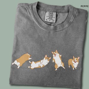 Cute Corgi Tshirt Unisex Comfort Color Tee Aesthetic Dog Lover Shirt Funny Welsh Corgi Top Mothers Fathers Day Gift for Corgi Dad Tee in Pepper Colour
