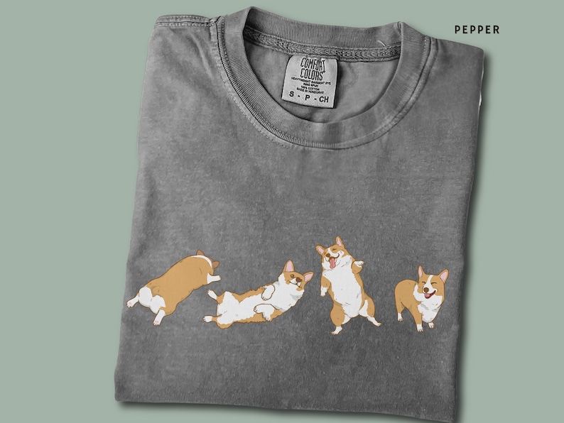 Cute Corgi Tshirt Unisex Comfort Color Tee Aesthetic Dog Lover Shirt Funny Welsh Corgi Top Mothers Fathers Day Gift for Corgi Dad Tee in Pepper Colour
