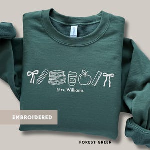 Custom Teacher Name Embroidered Sweatshirt Personalized Teacher Shirt Back to School Doodle Crewneck Aesthetic Appreciation Teacher Gifts