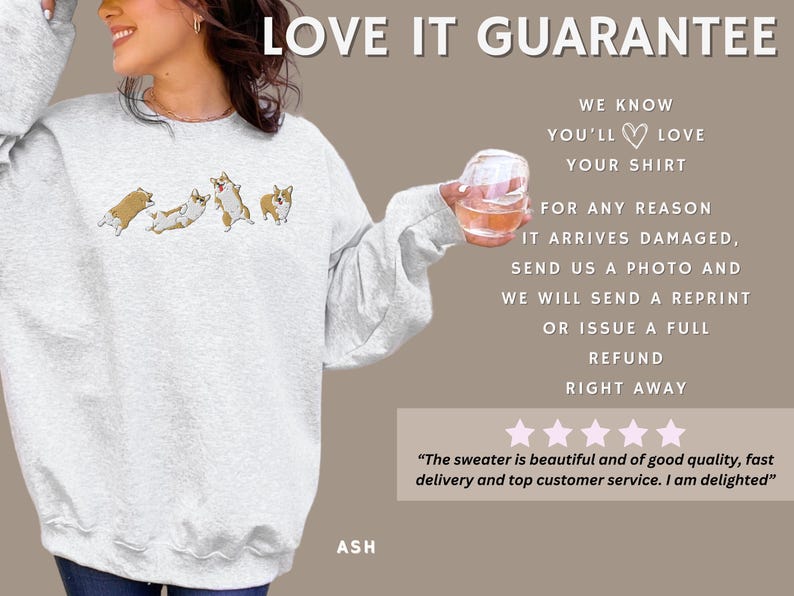 Embroidered Corgi Sweatshirt Aesthetic Corgi Shirt Corgi Lover Sweater Mothers Day Fathers Day Gift for Corgi Dog Dad Mom Welsh Corgi image 10