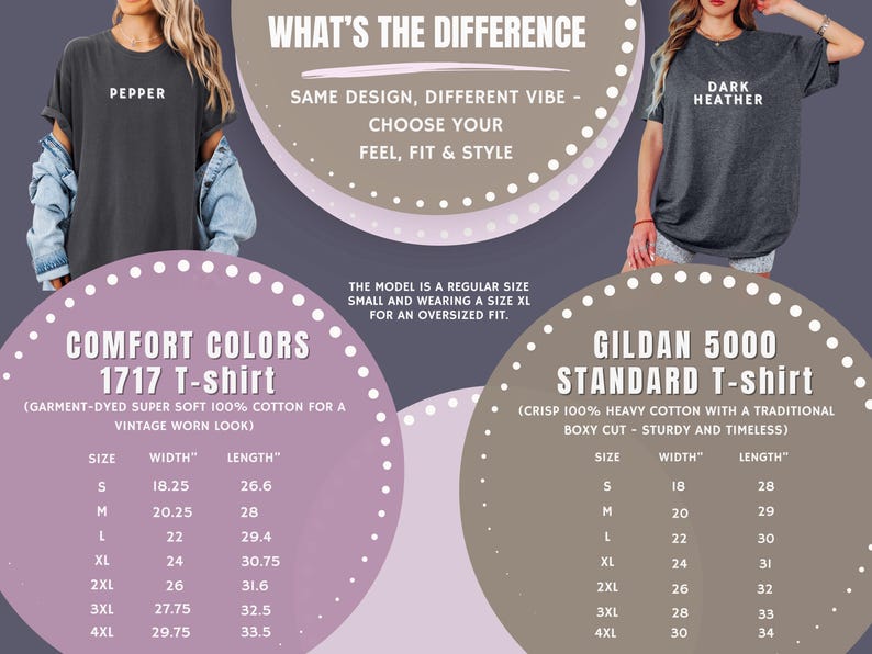 Comfort Colors versus Gildan 5000 size and fit comparison for GRUMPH buffalo graphic shirt.