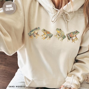 Frog Shirt for Nature Lover Teacher Frog Hoodie Gift Frogs Cottagecore Cradle Witch Aesthetic Wildlife Frog Garden Club Unisex Sweatshirt