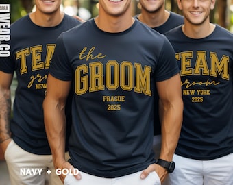 Groom & Team Groom TShirt Bachelor Party Tee for Stag Weekend Personalised Stag Do T Shirt Trendy Custom Groomsmen Wedding Party Gift