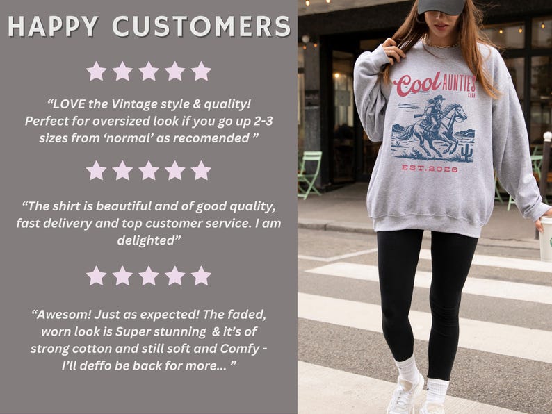 Cool Aunt Sweatshirt Gift Auntie Club Sweater Western Cowgirl Women Crewneck Pullover Pregnancy Announcement Reveal Birthday Matching Family image 7