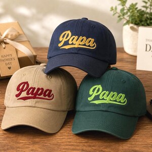 Embroidered Papa Hat New Dad Baseball Cap Baby Announcement Best Gifts for Grandpa Birthday Gift Father Day Retro Script Design Embroider