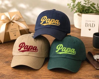 Embroidered Papa Hat New Dad Baseball Cap Baby Announcement Best Gifts for Grandpa Birthday Gift Father Day Retro Script Design Embroider